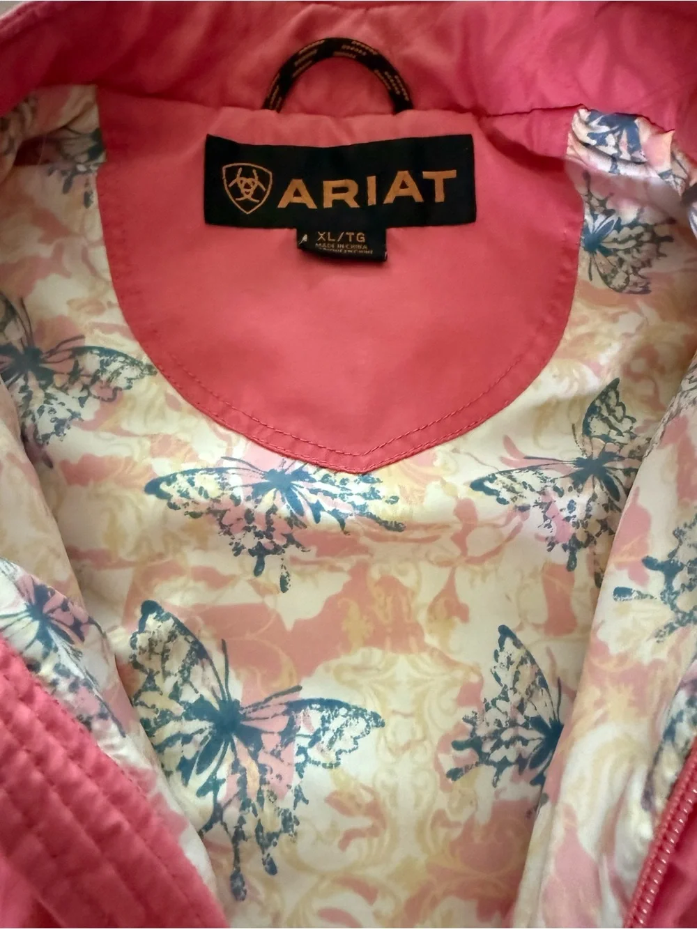 Ariat Quilted Vest XL Pink Floral Lined Full Zip